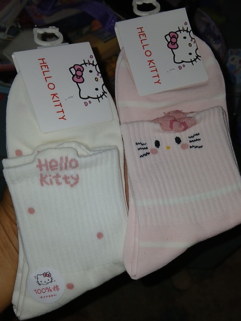 2 #HelloKitty Women's Teens #CrewSocks - Pink & White Polka Dot Set